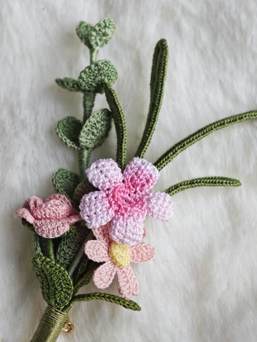Handmade Brooch with Bouquet of Flowers in Tone