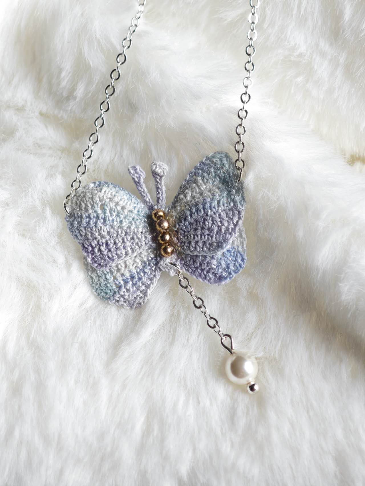 Handmade Micro Crochet Butterfly Necklace