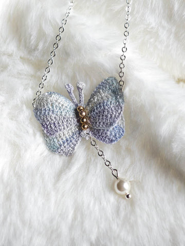Handmade Micro Crochet Butterfly Necklace