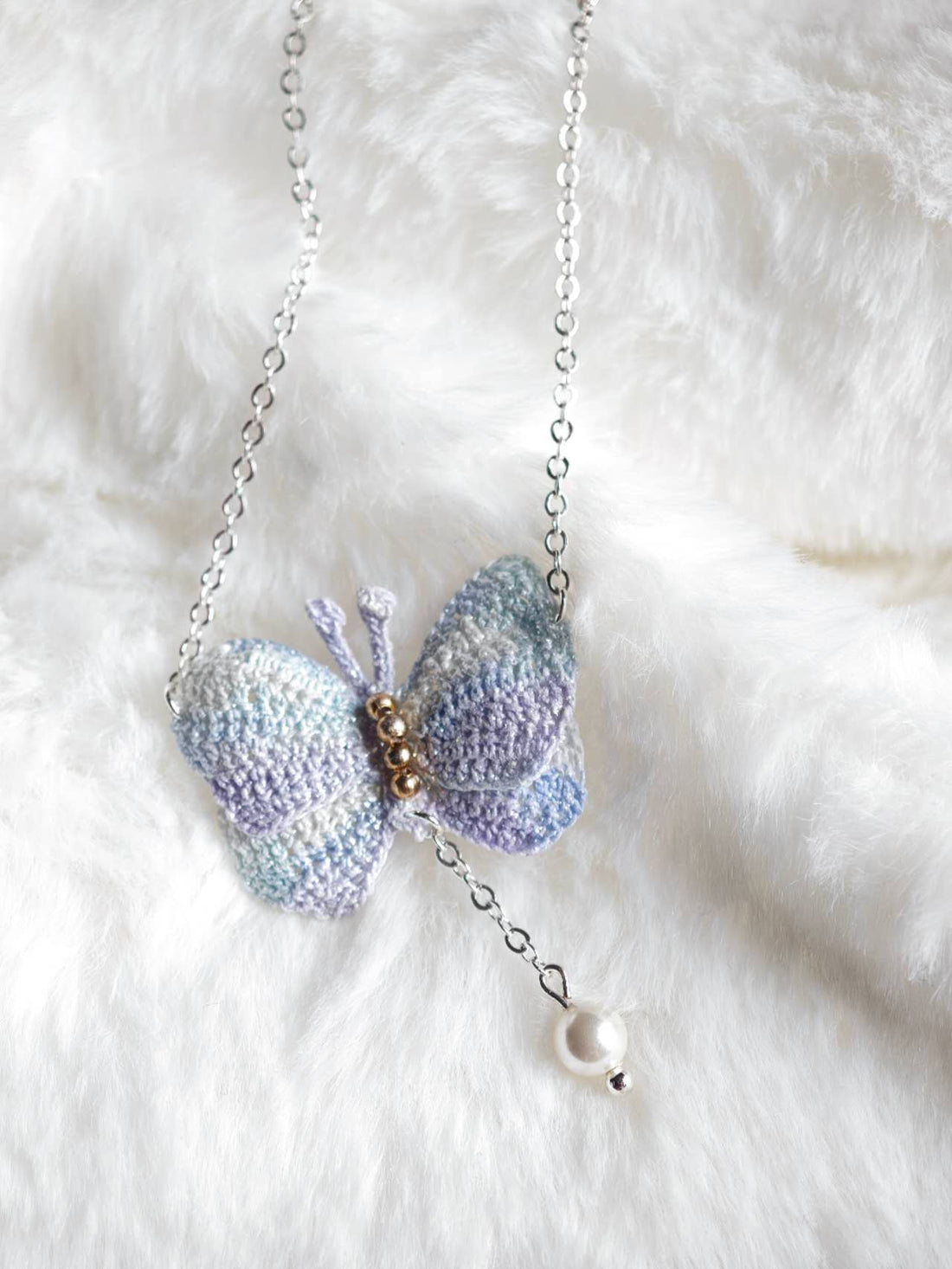 Handmade Micro Crochet Butterfly Necklace