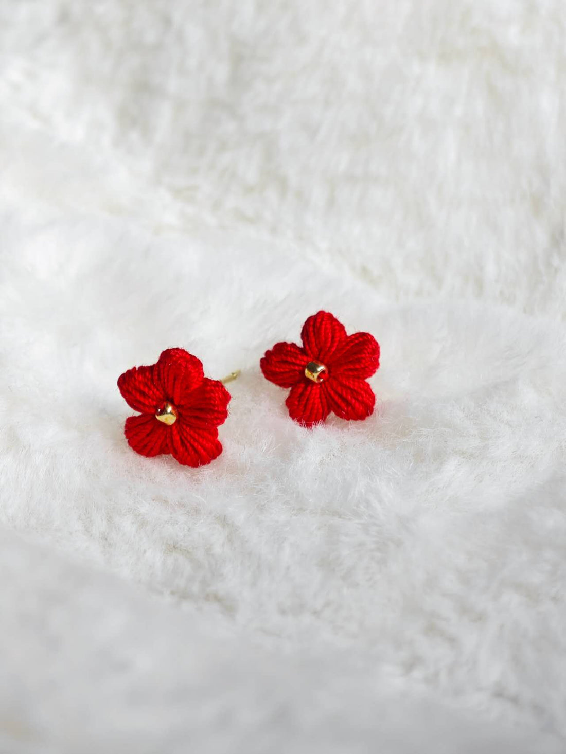 Handmade Micro Crochet Earrings with Soft Flower