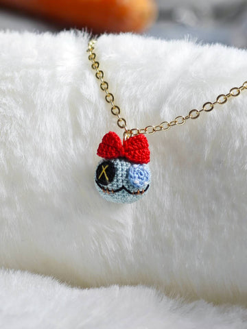 Handmade Necklace with Funny Puppet Pendant