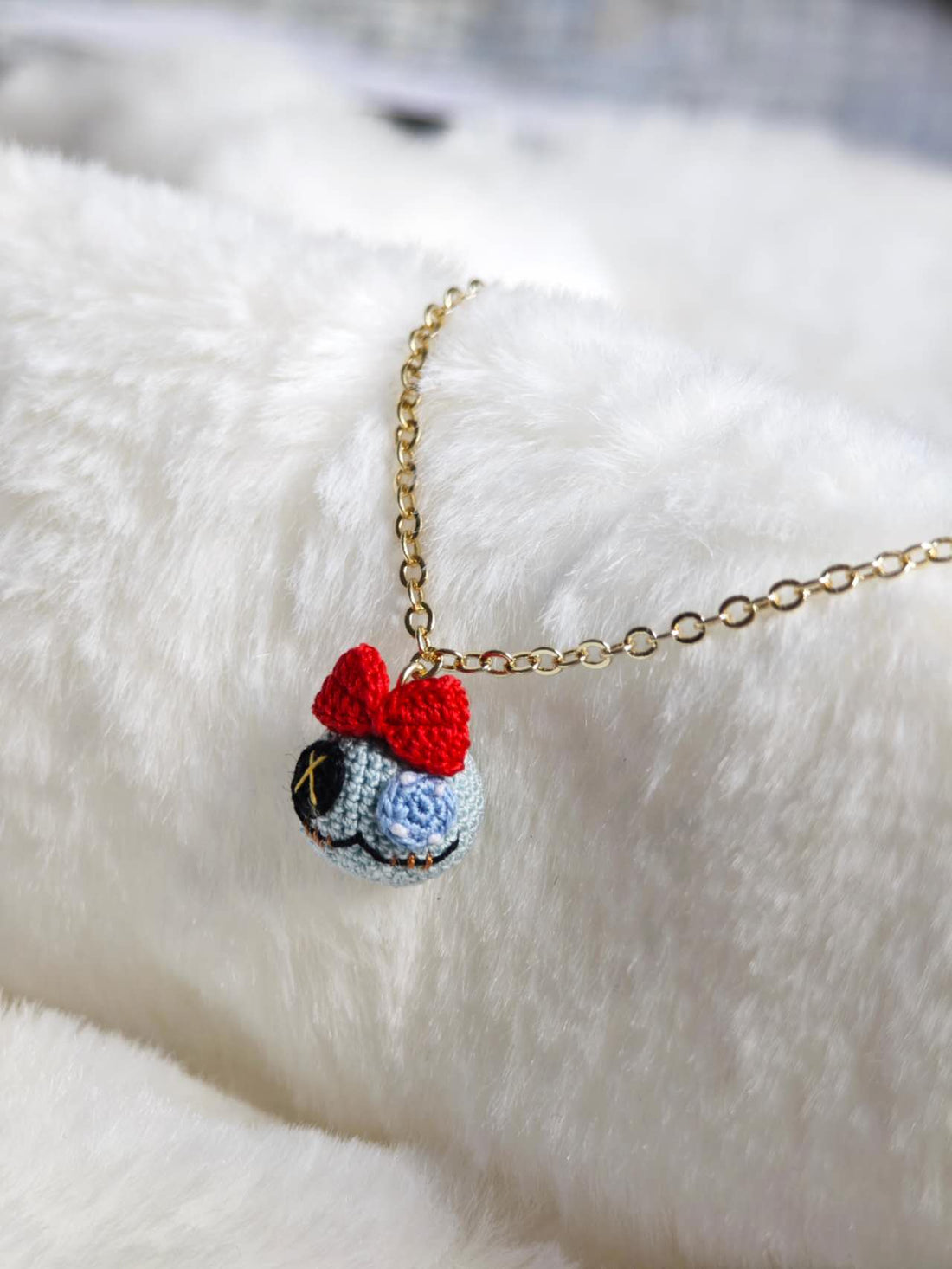 Handmade Necklace with Funny Puppet Pendant